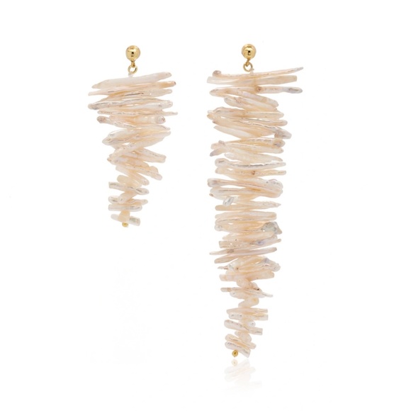Cult Gaia Aliza Baroque Cultured Freshwater Pearl Asymmetric Drop Earrin…